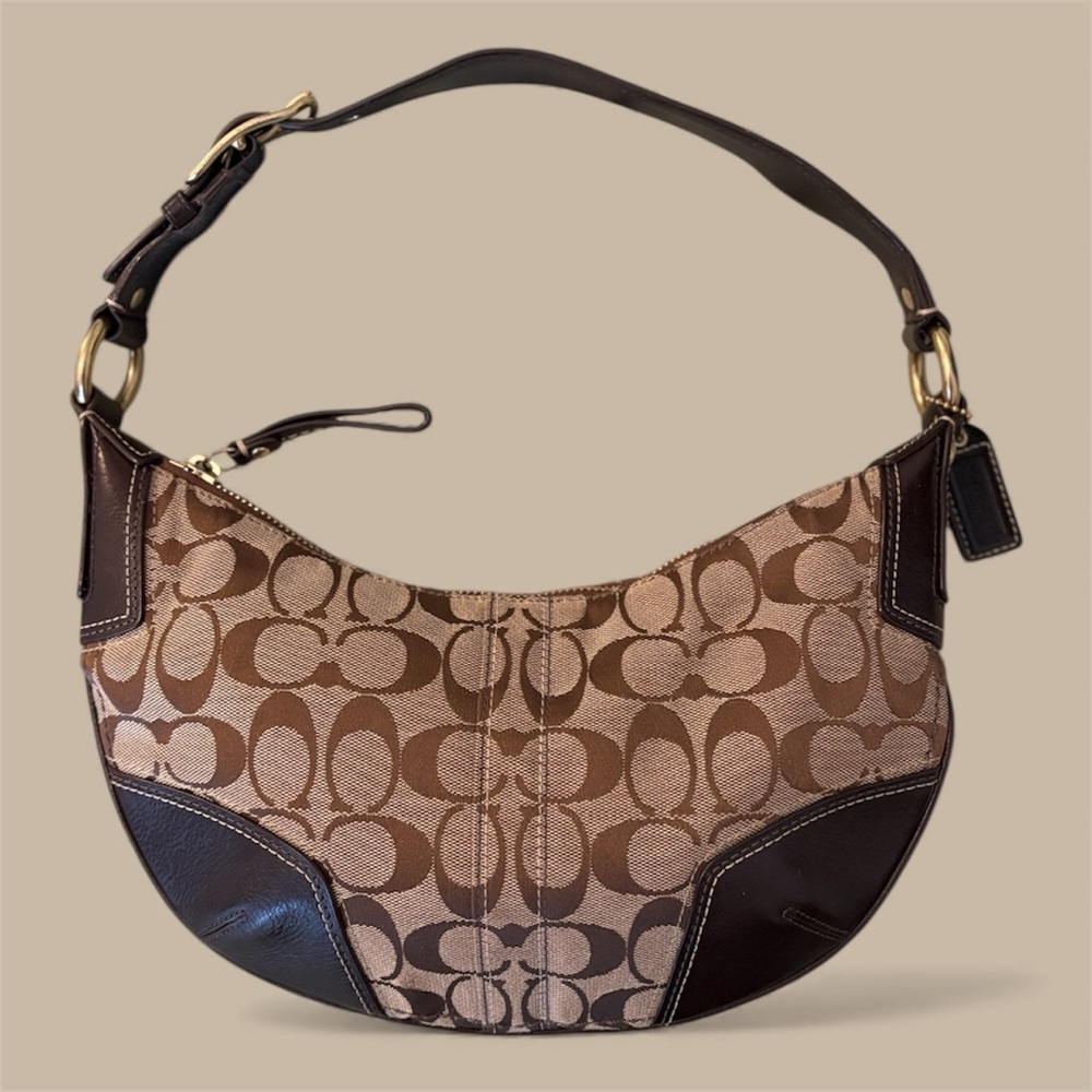 Coach Signature “Sufflette” Mini Hobo Leather Handbag – Brown – Vintage Y2K